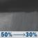 Tonight: Scattered rain showers before 2am. Mostly cloudy, with a low around 42. Northwest wind 0 to 5 mph. Chance of precipitation is 50%. New rainfall amounts less than a tenth of an inch possible. Tonight: Scattered Rain Showers