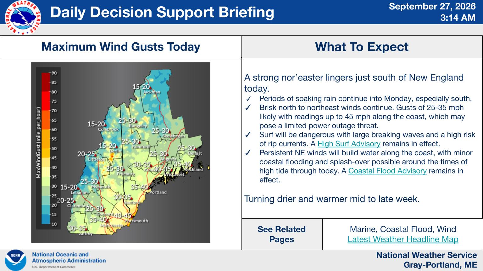 NWS Gray, Maine primary briefing slide